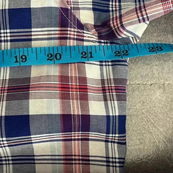 [M]Banana Republic Camden Fit Blue Red White. Plaid  Button Dress Shirt - Picture 5 of 8